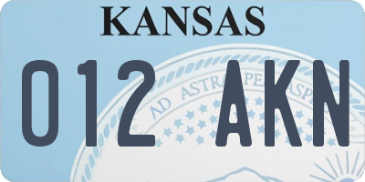 KS license plate 012AKN