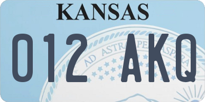 KS license plate 012AKQ