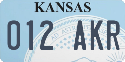 KS license plate 012AKR