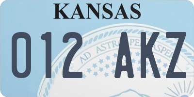 KS license plate 012AKZ