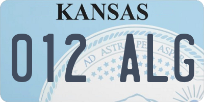 KS license plate 012ALG