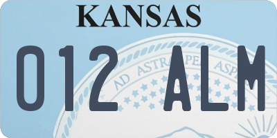KS license plate 012ALM