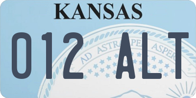 KS license plate 012ALT