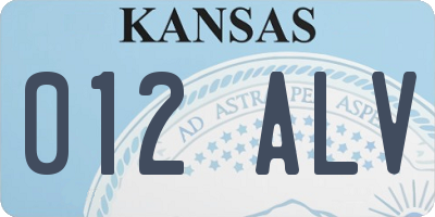 KS license plate 012ALV