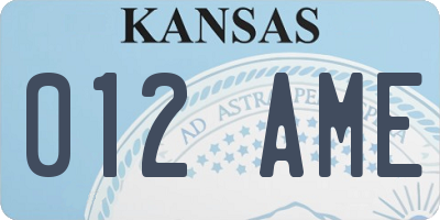 KS license plate 012AME