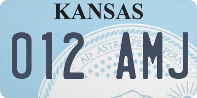 KS license plate 012AMJ