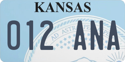 KS license plate 012ANA