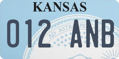 KS license plate 012ANB