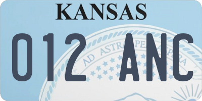 KS license plate 012ANC