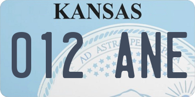 KS license plate 012ANE