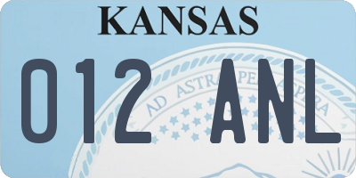 KS license plate 012ANL