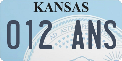 KS license plate 012ANS