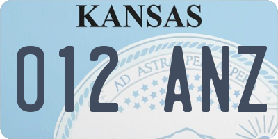 KS license plate 012ANZ
