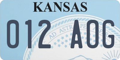 KS license plate 012AOG