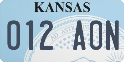KS license plate 012AON