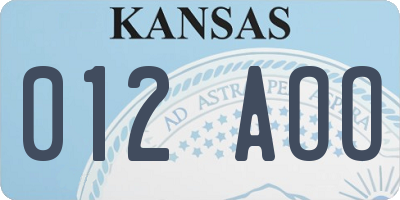 KS license plate 012AOO