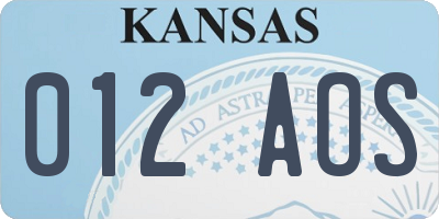 KS license plate 012AOS