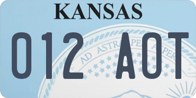 KS license plate 012AOT