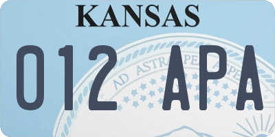 KS license plate 012APA