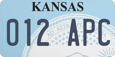 KS license plate 012APC