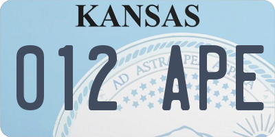 KS license plate 012APE