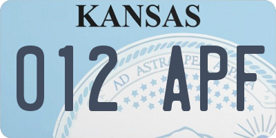 KS license plate 012APF