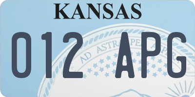 KS license plate 012APG