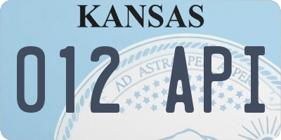 KS license plate 012API