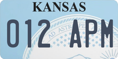 KS license plate 012APM