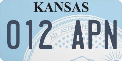 KS license plate 012APN