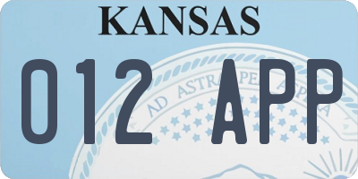 KS license plate 012APP