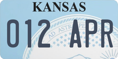 KS license plate 012APR