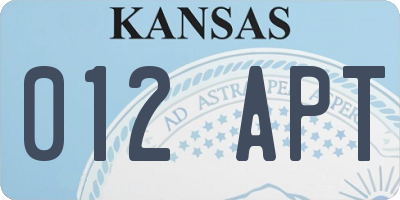 KS license plate 012APT