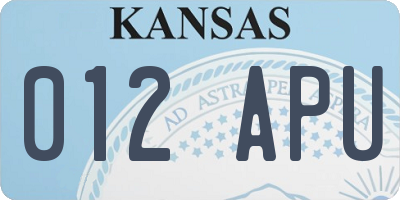 KS license plate 012APU