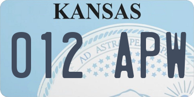 KS license plate 012APW