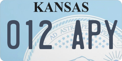 KS license plate 012APY