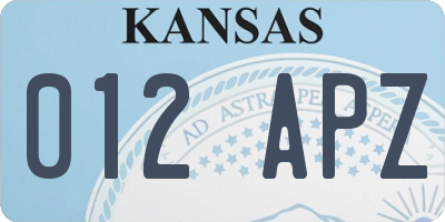 KS license plate 012APZ