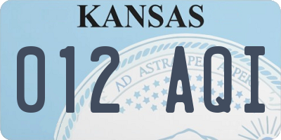 KS license plate 012AQI
