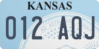 KS license plate 012AQJ