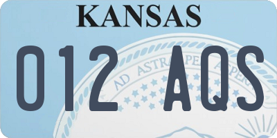 KS license plate 012AQS