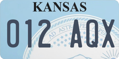 KS license plate 012AQX