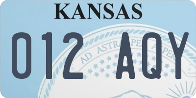 KS license plate 012AQY