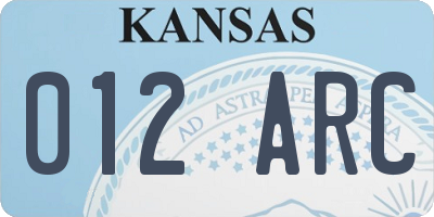 KS license plate 012ARC