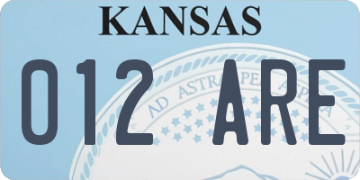 KS license plate 012ARE