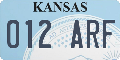 KS license plate 012ARF