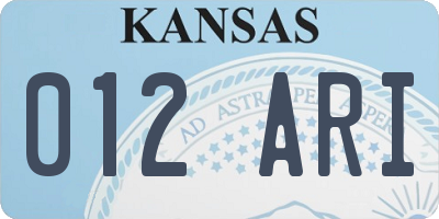 KS license plate 012ARI