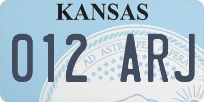 KS license plate 012ARJ