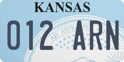 KS license plate 012ARN