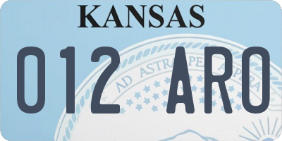KS license plate 012ARO
