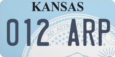KS license plate 012ARP